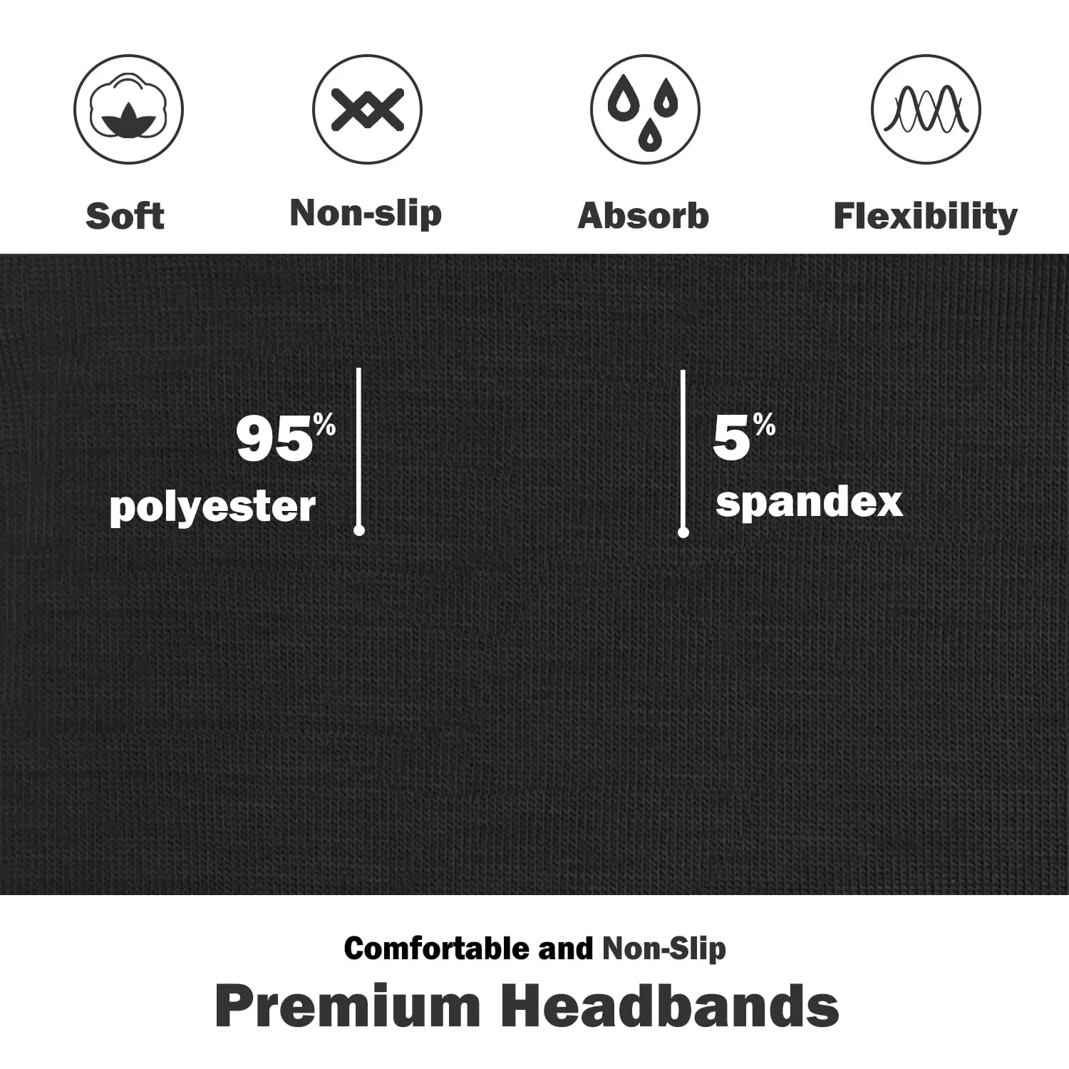 IVARYSS Headbands for Women, Non-Slip, Premium Stretchy Head Bands Hair Accessories,Wear for Yoga, Fashion, Working Out, Travel or Running, 6 Pack, Black