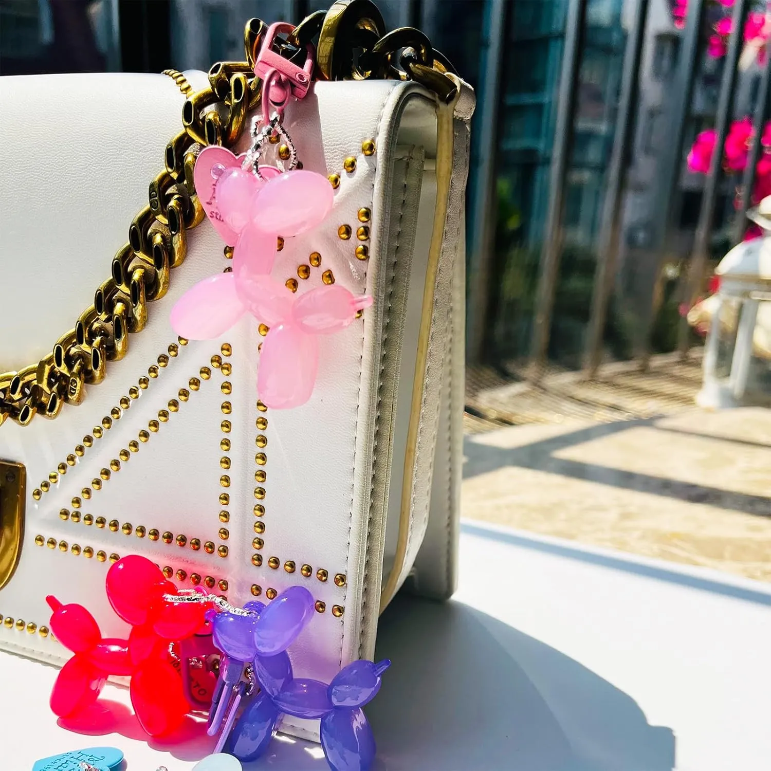 Jelly Balloon Dog Keychain Set Bulk, Cute Key Chain Car Keys Bag Handbag Backpack Purse Charm Accessories 4 PCS
