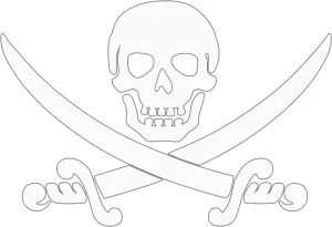 Jolly Roger Pirate Flag Car Sticker Skull and Bones Vinyl Decal