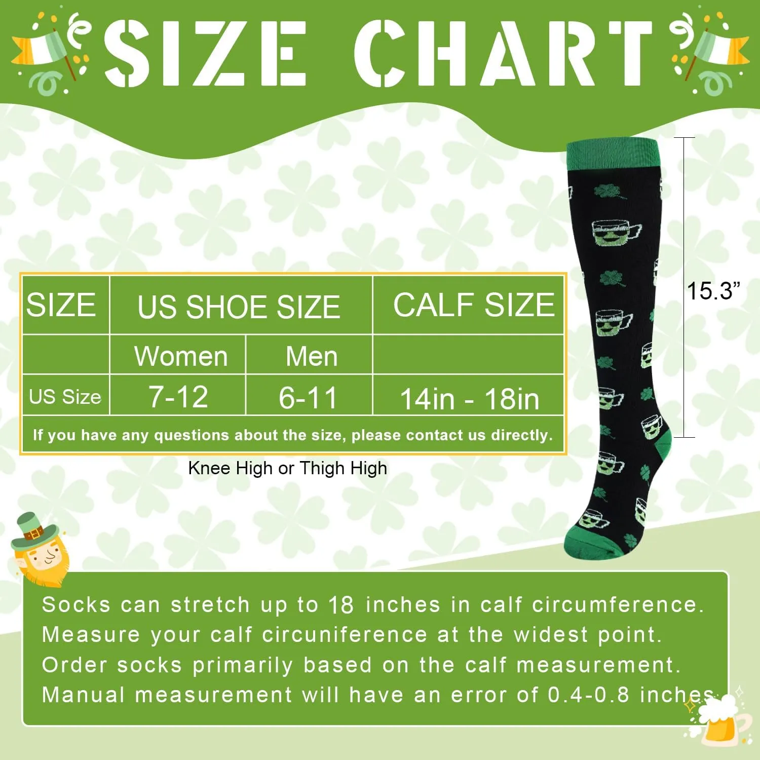 Junely Compression Socks for Women Knee High Festival Socks for Running Work Support Nurses Pregnancy Travel