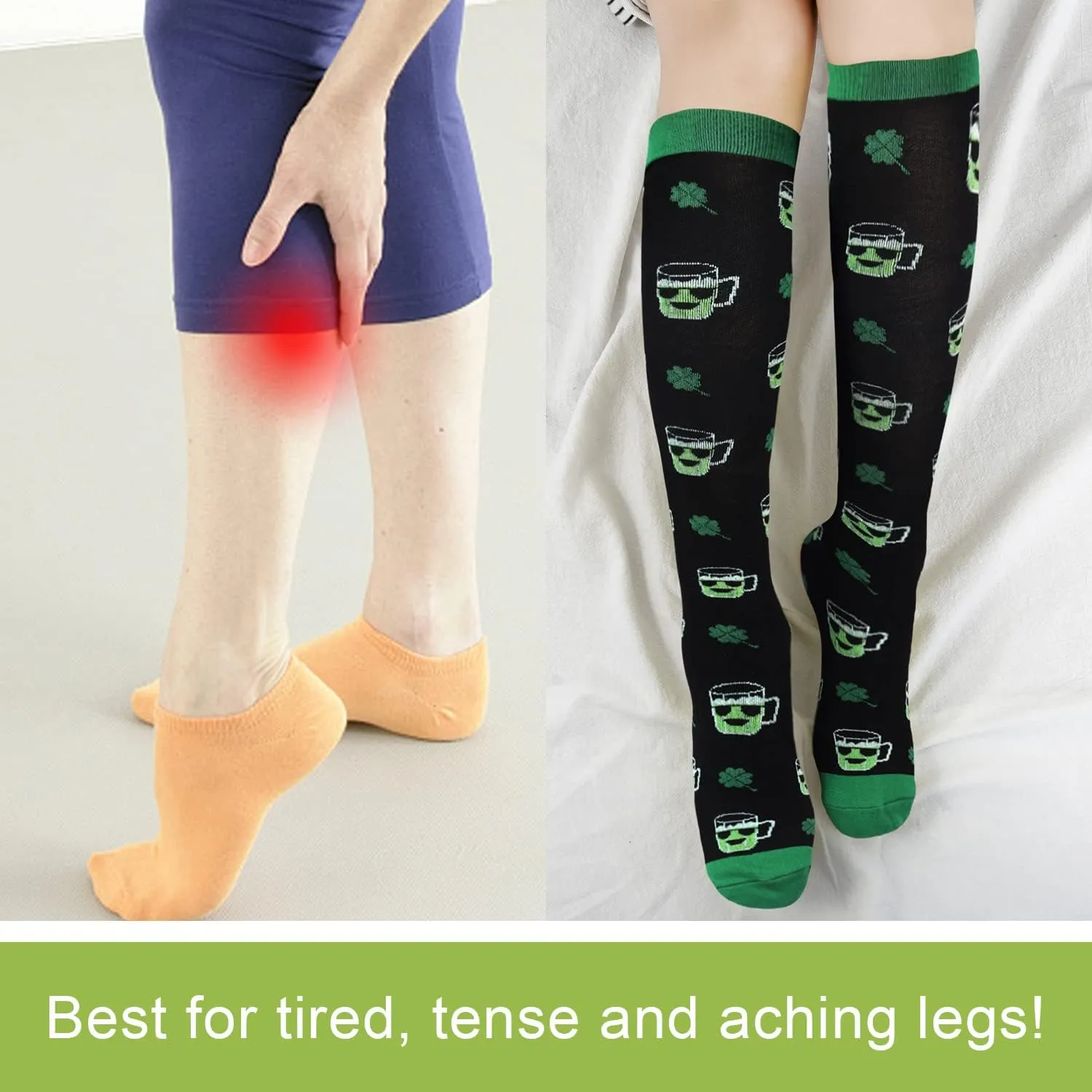 Junely Compression Socks for Women Knee High Festival Socks for Running Work Support Nurses Pregnancy Travel