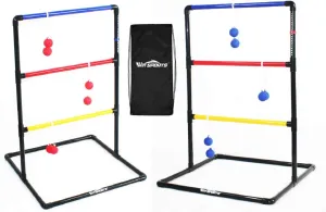 Ladder Toss Outdoor Game Set - Win SPORTS Indoor Ladder Ball Toss Game with 6 Weighted Bolos, Carrying Case and Sand Weighted PVC Piping,Games for Adults, Kids, Family