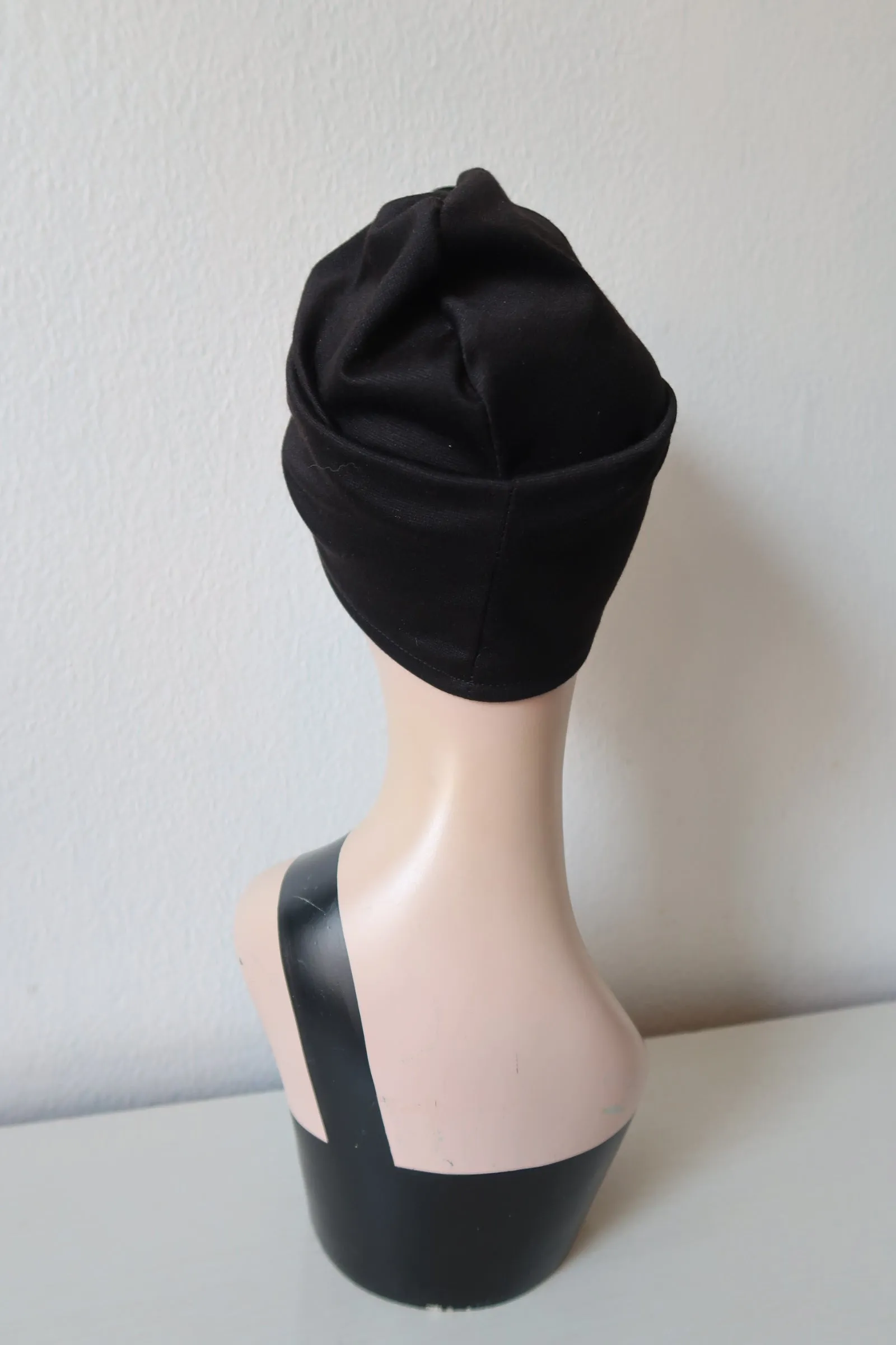 Made To Order: CLASSIC KNOT 1920s Pre-tied Stretchy Turban in 8 Colours: red, black, leopard, olive green, mustard, rust, grey & navy