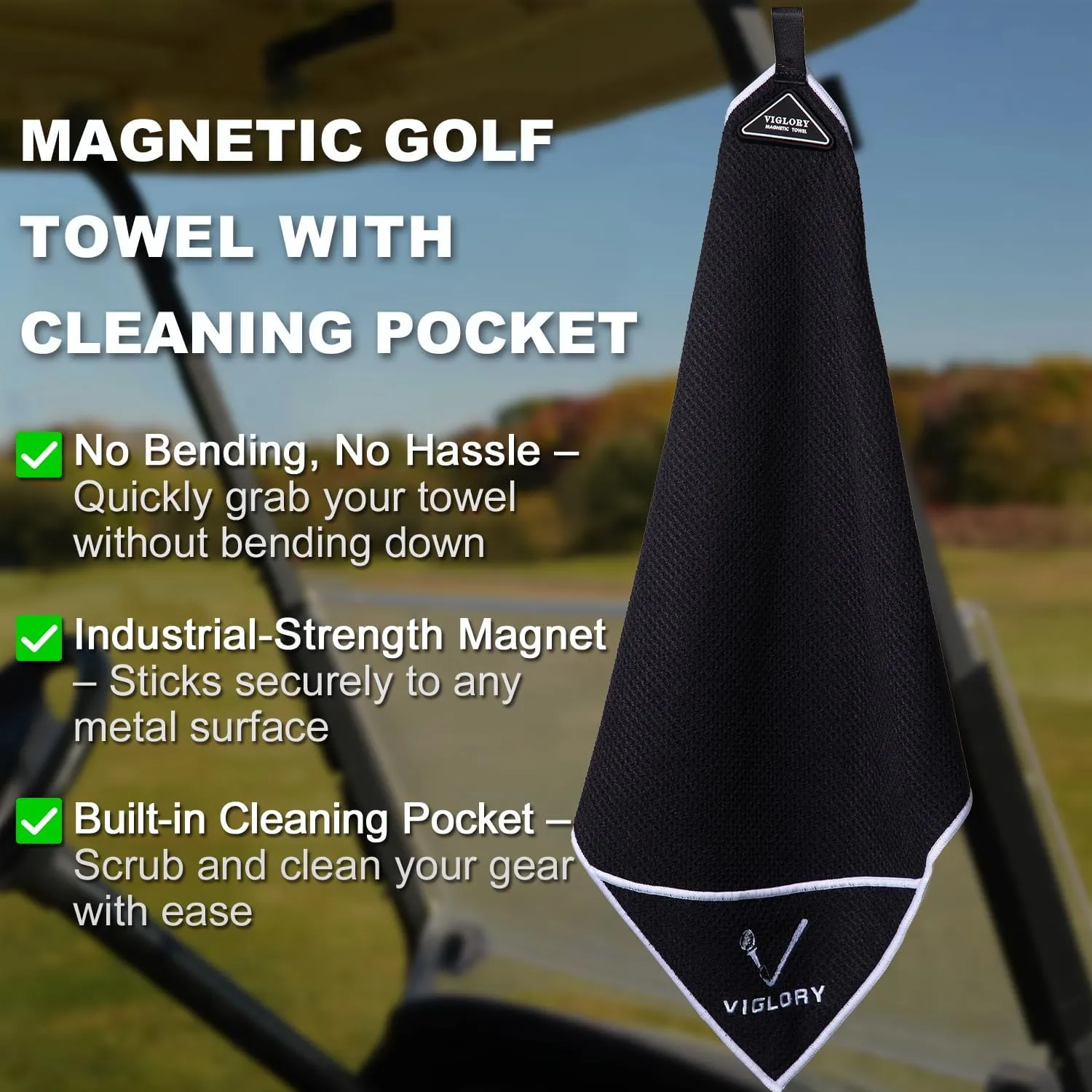 Magnetic Golf Towel - Exclusive Cleaning Pocket18"x18"Strong Magnet for Golf Cart or Clubs, Spot-Clean Design, Ultra Absorbent Waffle MicrofiberGolf Accessories & Gift for Men(Red)