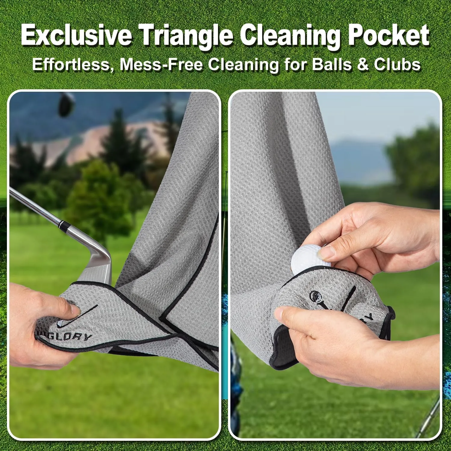 Magnetic Golf Towel - Exclusive Cleaning Pocket18"x18"Strong Magnet for Golf Cart or Clubs, Spot-Clean Design, Ultra Absorbent Waffle MicrofiberGolf Accessories & Gift for Men(Red)
