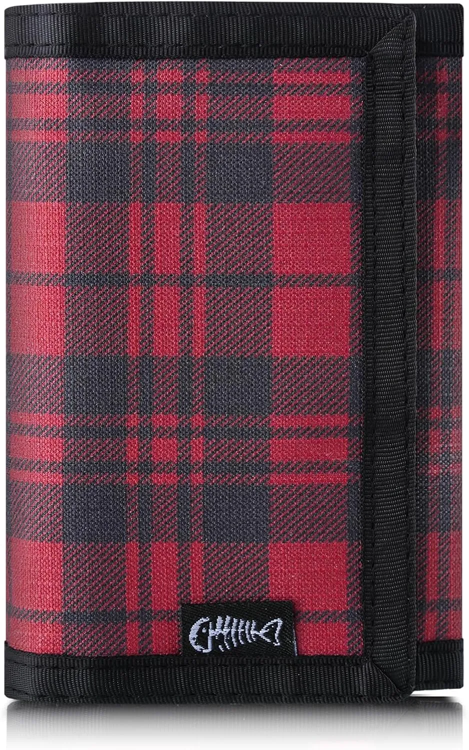 Mens Nylon Trifold RFID Wallet with ID Window, Slim Security Wallet for Card Cash Holder, Modern Fashion Stylish Wallet Gifts for Teen Boys and Men, One Size -Block Red