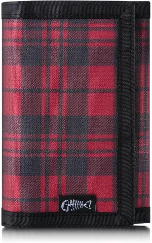 Mens Nylon Trifold RFID Wallet with ID Window, Slim Security Wallet for Card Cash Holder, Modern Fashion Stylish Wallet Gifts for Teen Boys and Men, One Size -Block Red