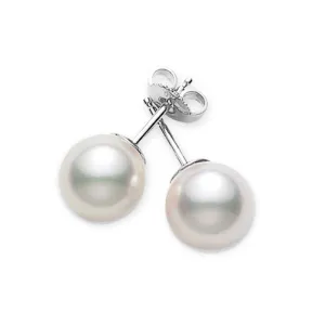 Mikimoto White Gold and A Akoya 7mm Pearl Stud Earrings