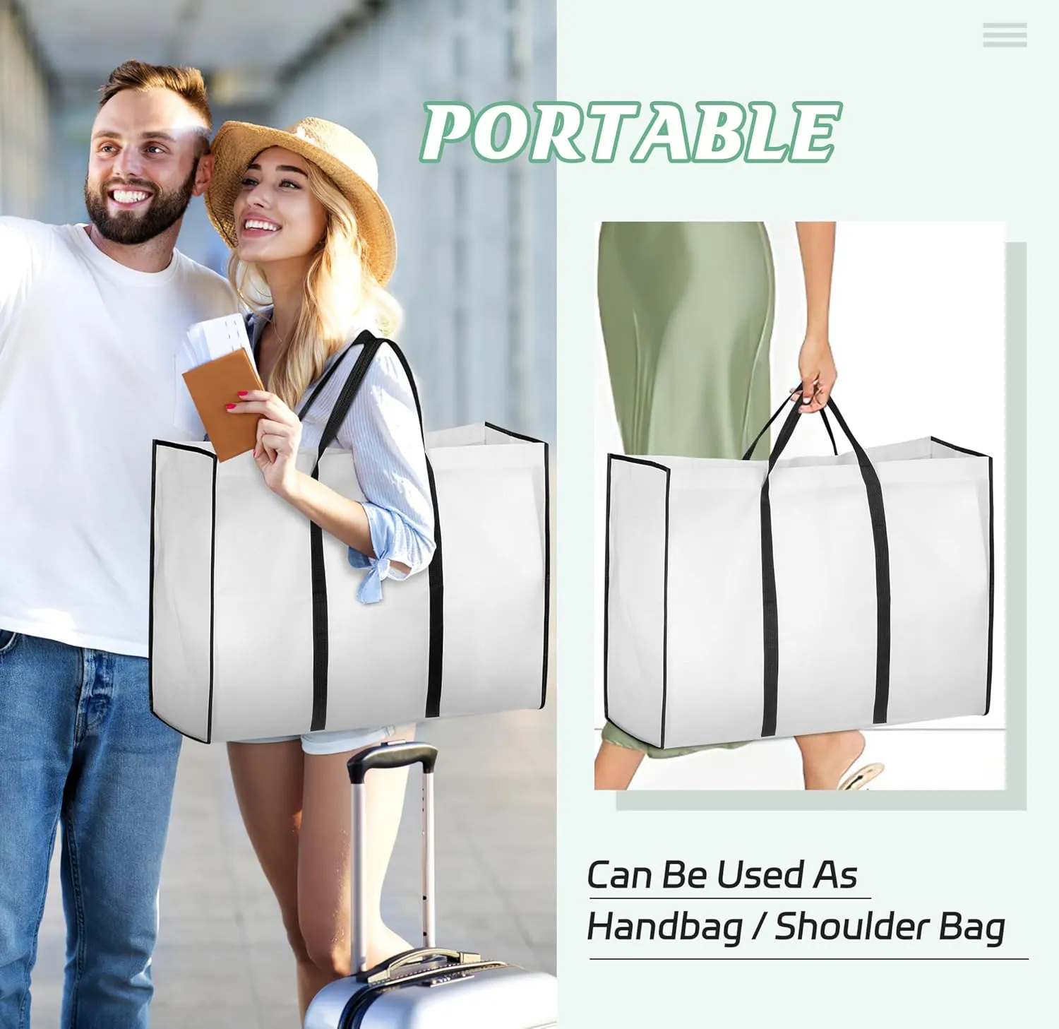 MISSLO Portable 70" Wedding Dress Garment Bag with Bride Tote Bag 8'' Gusseted Dress Bags for Gowns Long 4 Pockets Dress Cover for Women, White