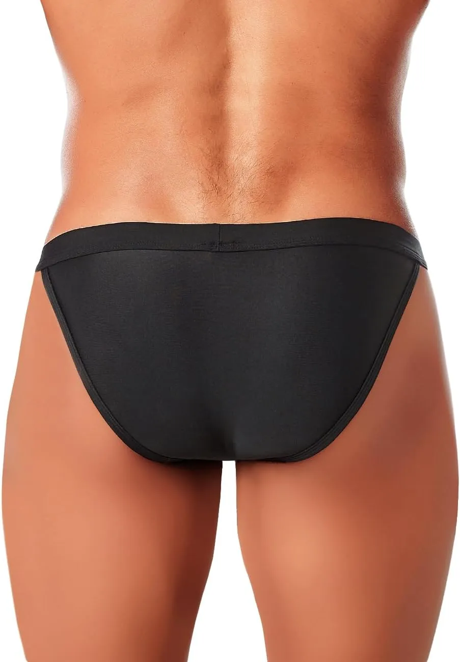 MIZOK Men's Sexy Solid Swim Bikini Swimsuit Quick Dry Metal Buckle Ring Swimwear