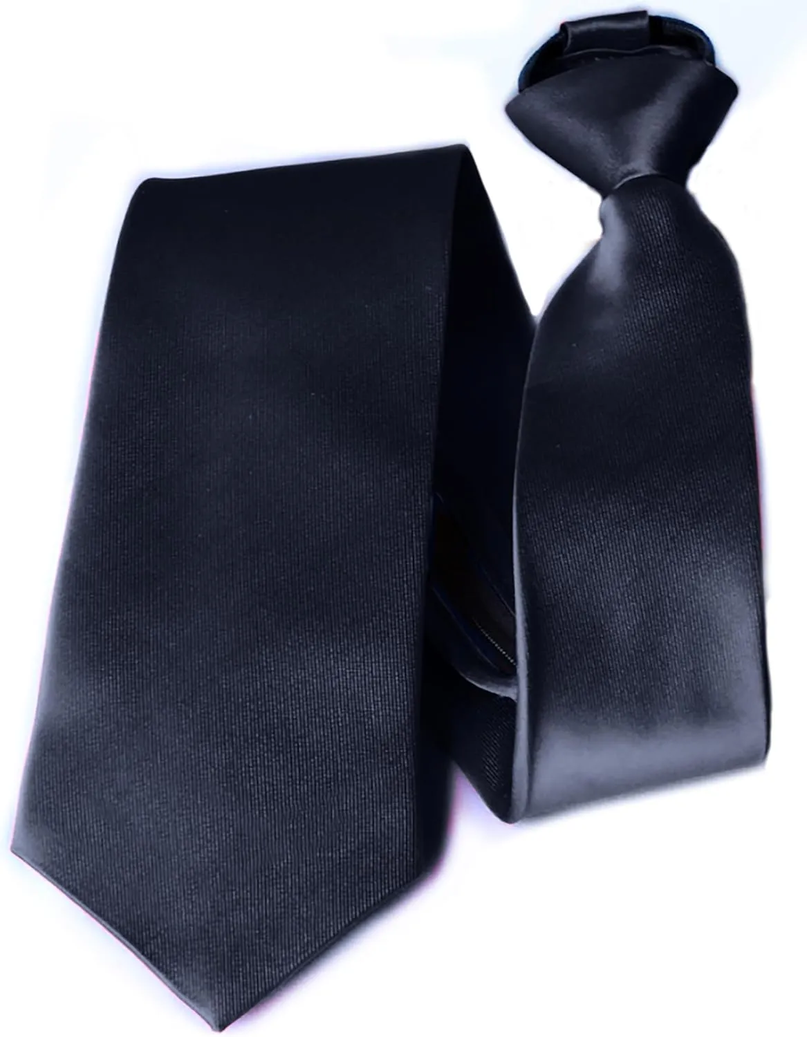 Moda Di Raza Ties For Men, Alternative to Clip On, Woven Microfiber Satin Silk Finish, Zipper Necktie For Adult and Boys