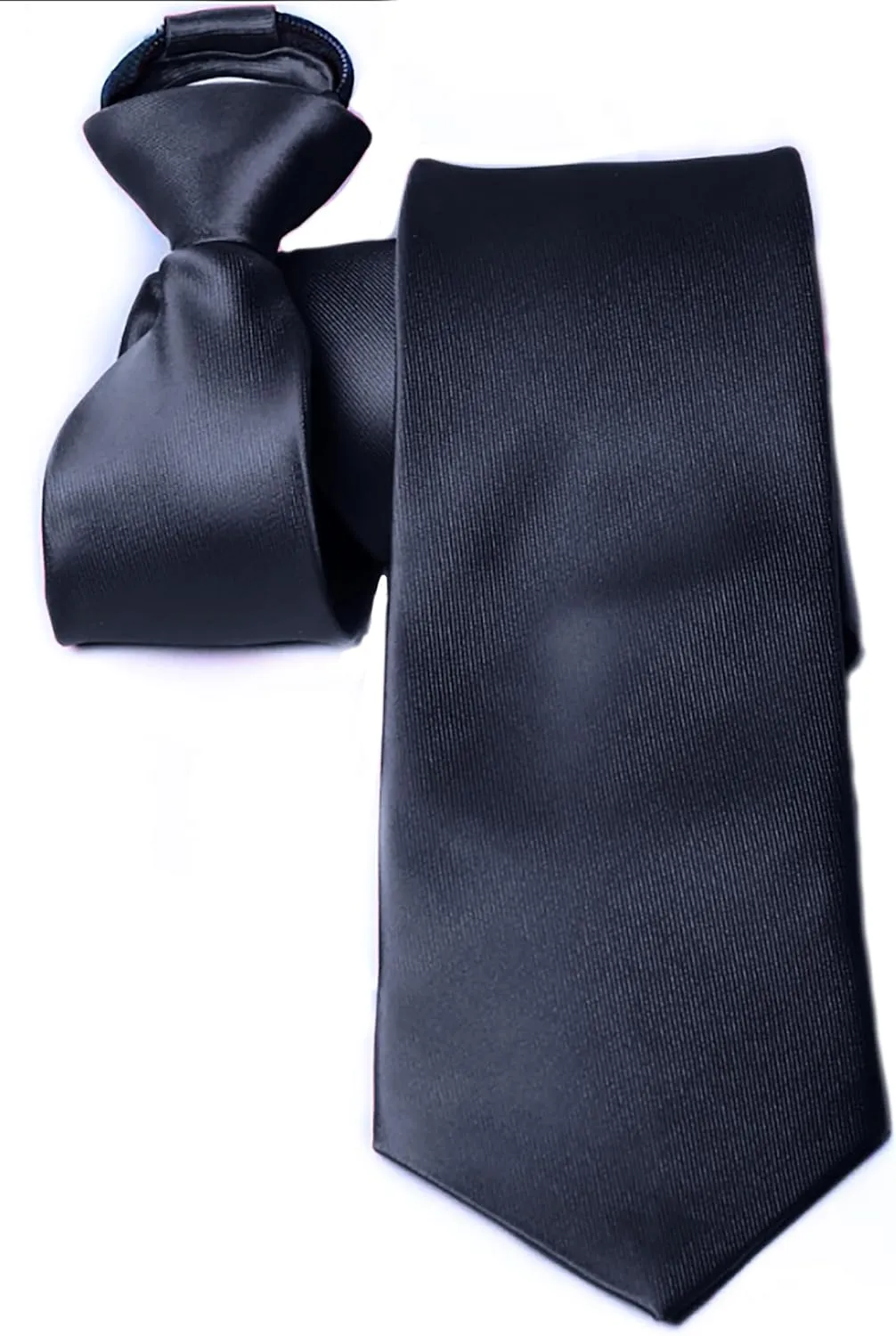 Moda Di Raza Ties For Men, Alternative to Clip On, Woven Microfiber Satin Silk Finish, Zipper Necktie For Adult and Boys