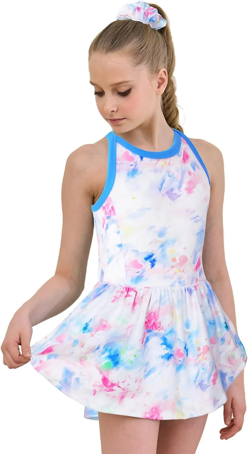 MODAFANS Girls Tennis Golf Dress Sleeveless Athletic Pleated Outfits Sets Built in Shorts with Pockets