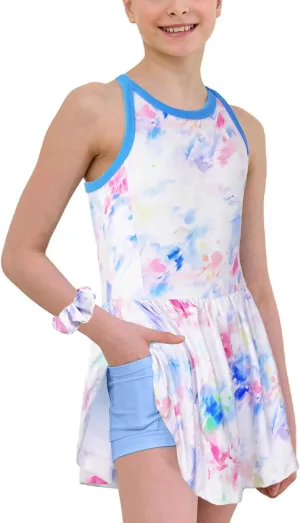 MODAFANS Girls Tennis Golf Dress Sleeveless Athletic Pleated Outfits Sets Built in Shorts with Pockets