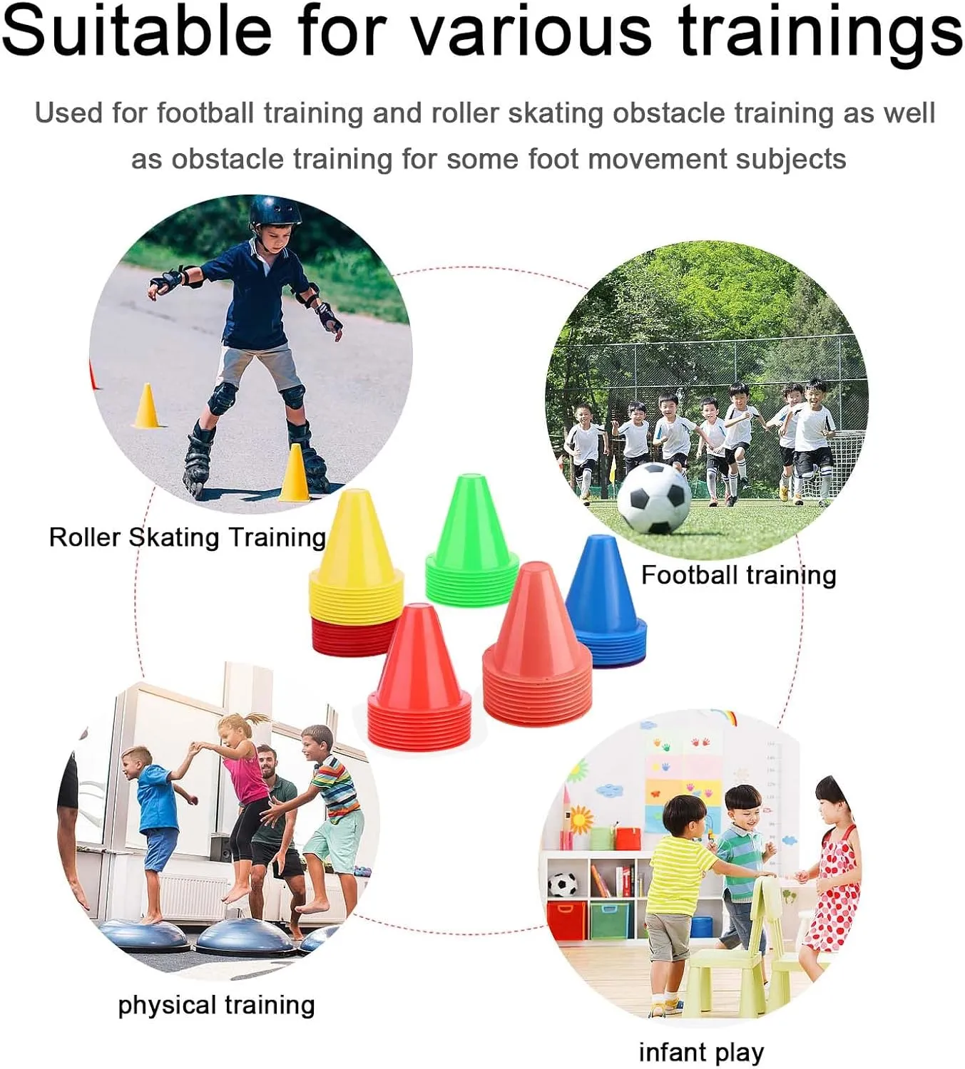 OUKENS Training Marker Cones, 10pcs 3 Inch Mini Sports Cones Football Training Sports Equipment Roller Skating Barriers Plastic Marker Holder Accessory for Fitness Practice