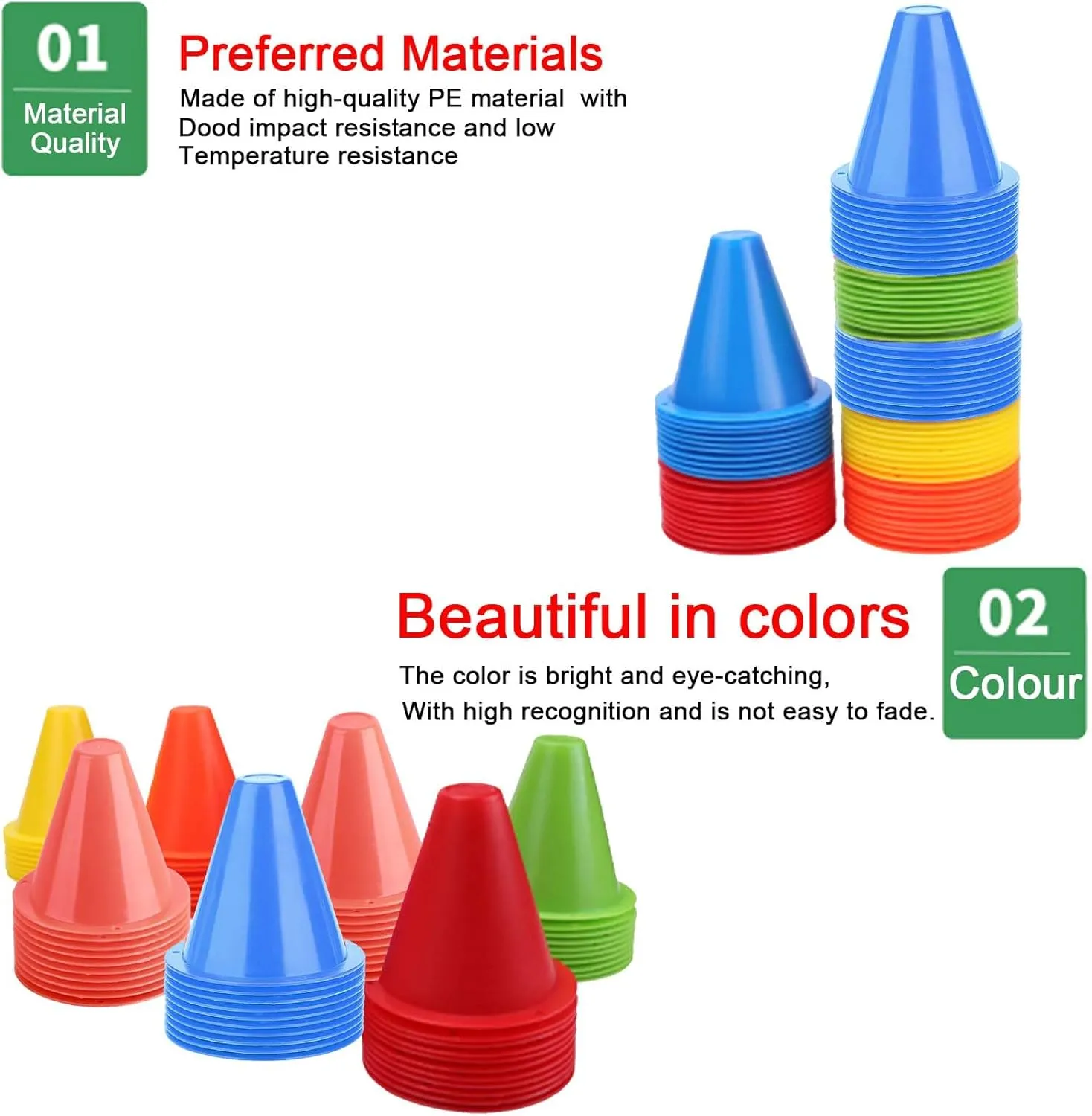 OUKENS Training Marker Cones, 10pcs 3 Inch Mini Sports Cones Football Training Sports Equipment Roller Skating Barriers Plastic Marker Holder Accessory for Fitness Practice