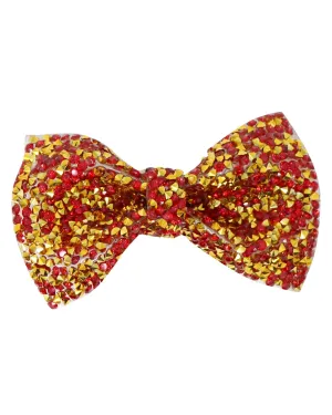 Pink Poppy Red Rhinestone Bow Hairclip