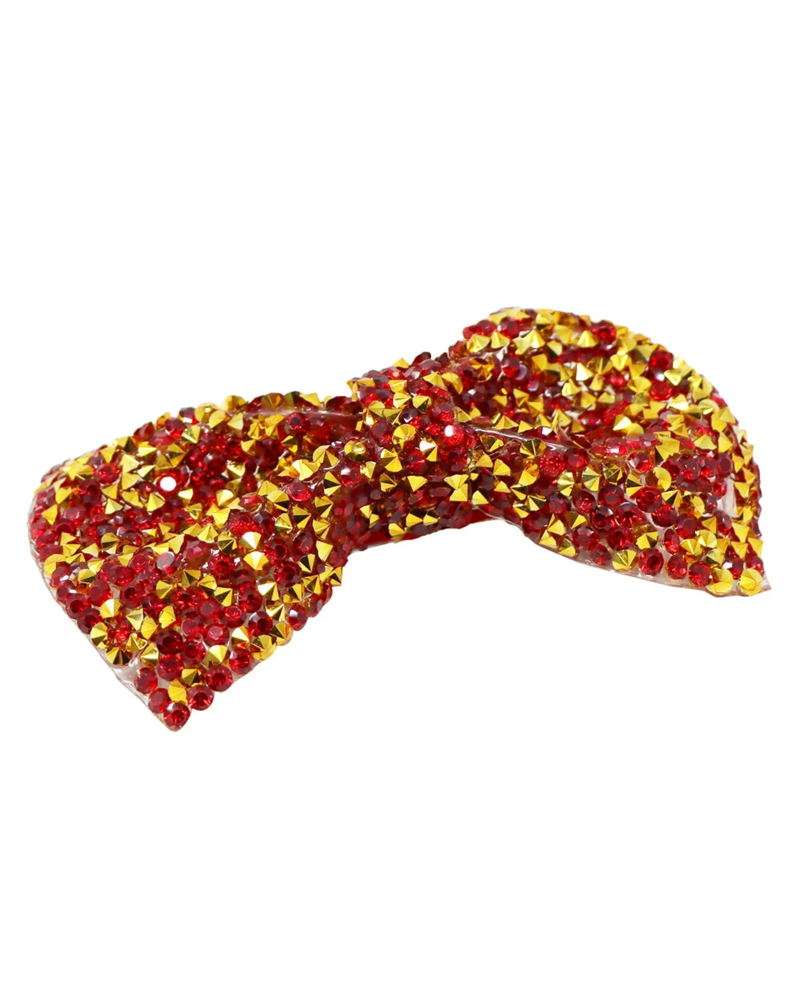 Pink Poppy Red Rhinestone Bow Hairclip