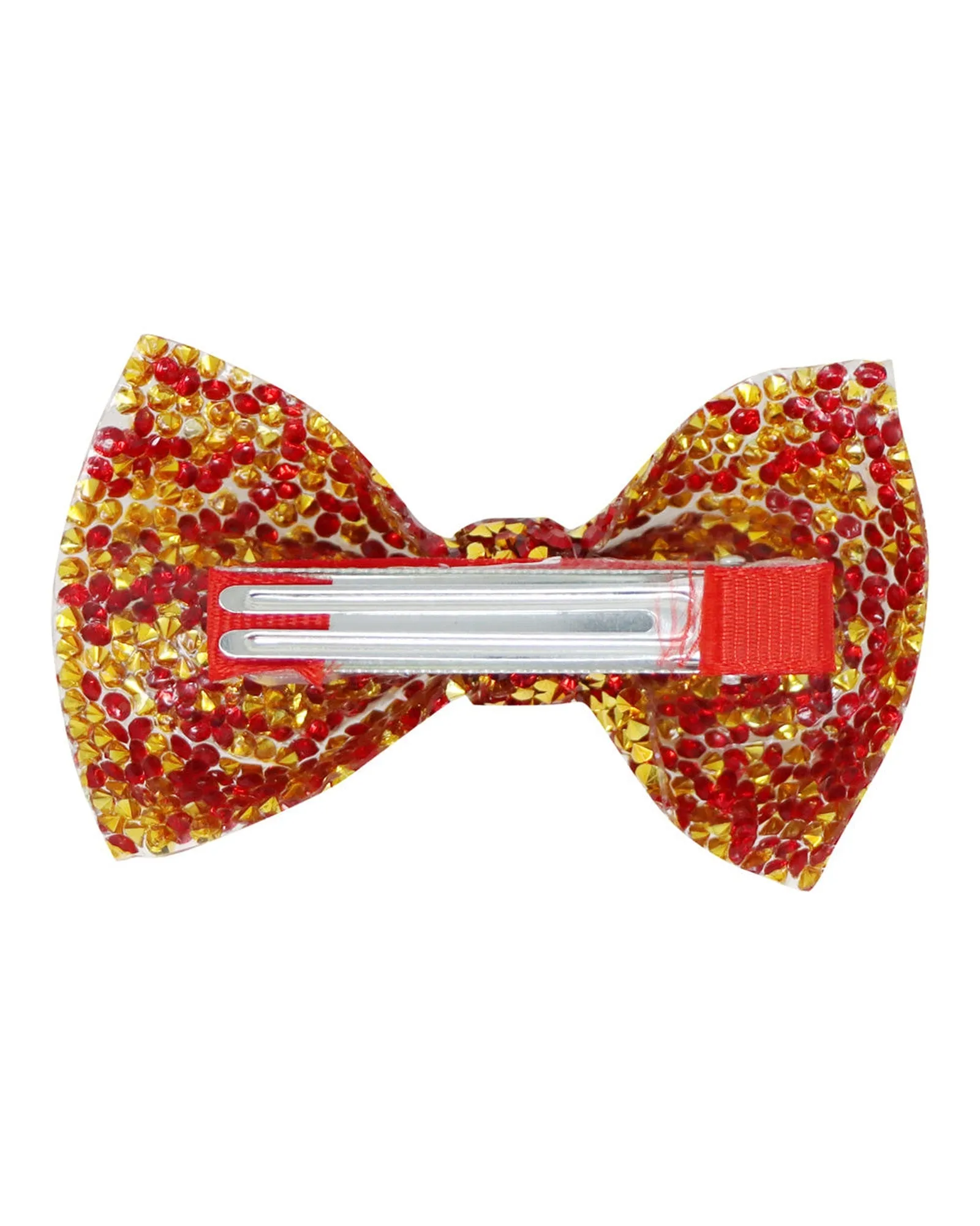 Pink Poppy Red Rhinestone Bow Hairclip