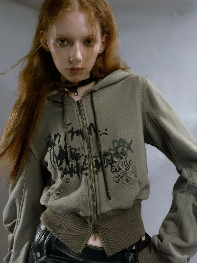 Printed Hooded Short Sweater【s0000003268】