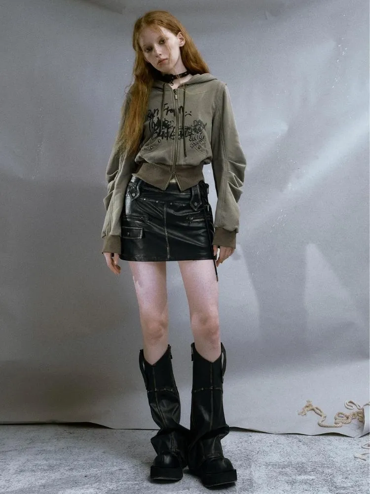 Printed Hooded Short Sweater【s0000003268】