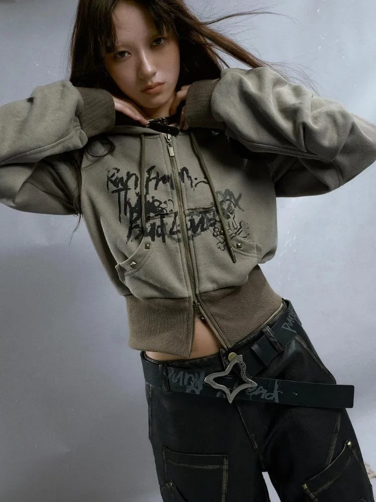 Printed Hooded Short Sweater【s0000003268】
