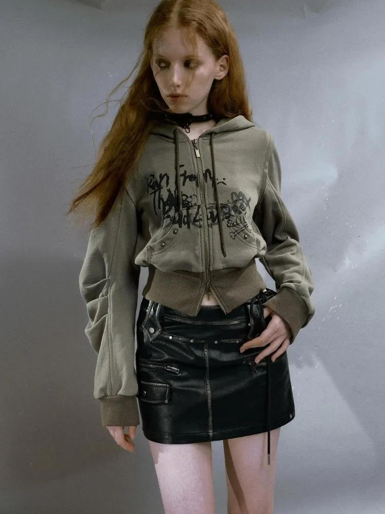 Printed Hooded Short Sweater【s0000003268】