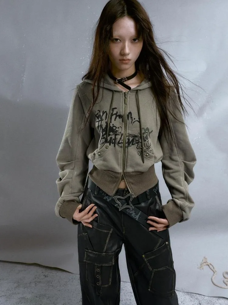 Printed Hooded Short Sweater【s0000003268】