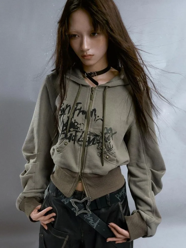 Printed Hooded Short Sweater【s0000003268】