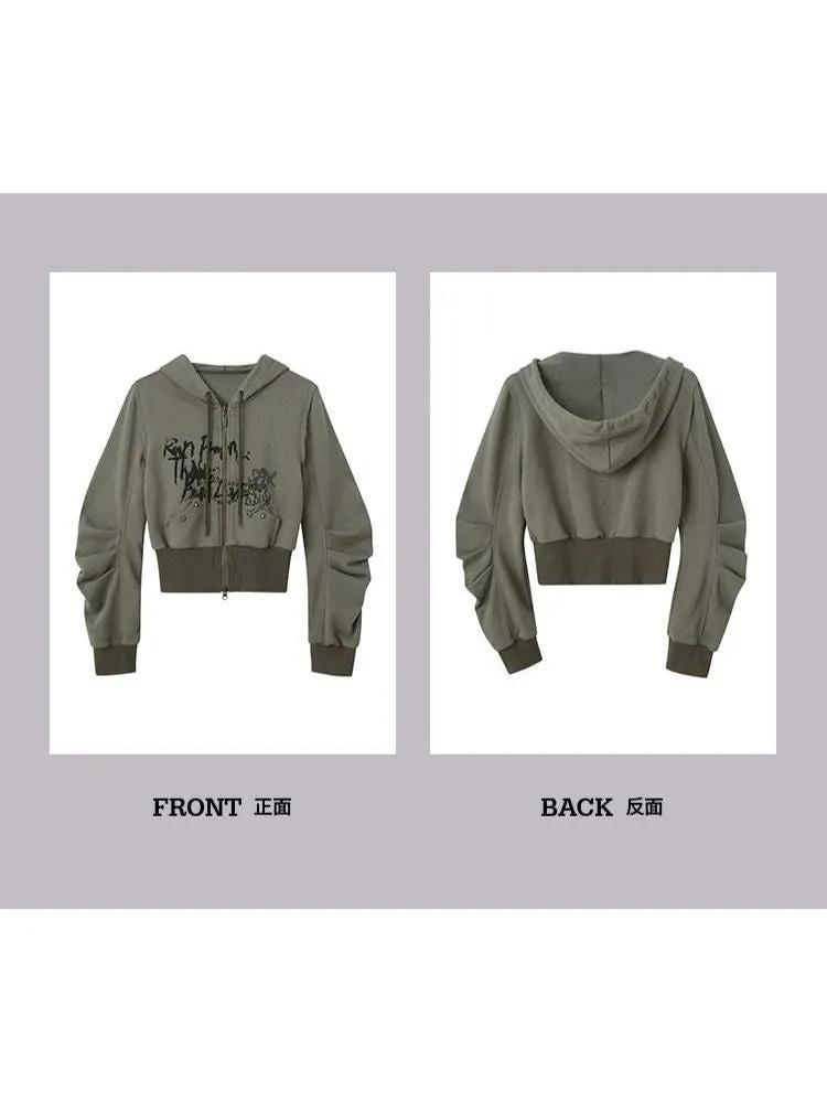 Printed Hooded Short Sweater【s0000003268】