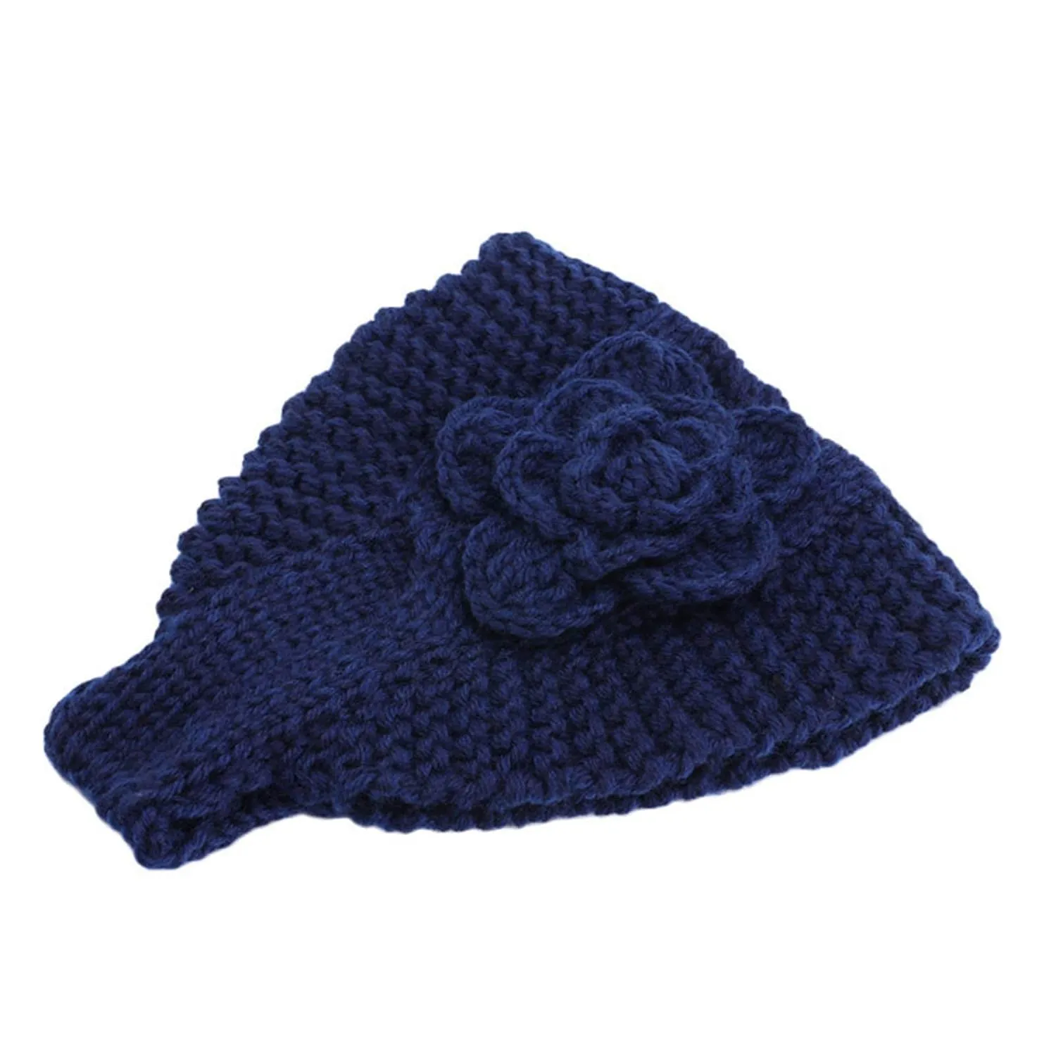 Qianmome Handmade Crochet Flower Headwrap Knit Headband Women Warmer Ear Wool Wide Turban Hairband Bandage