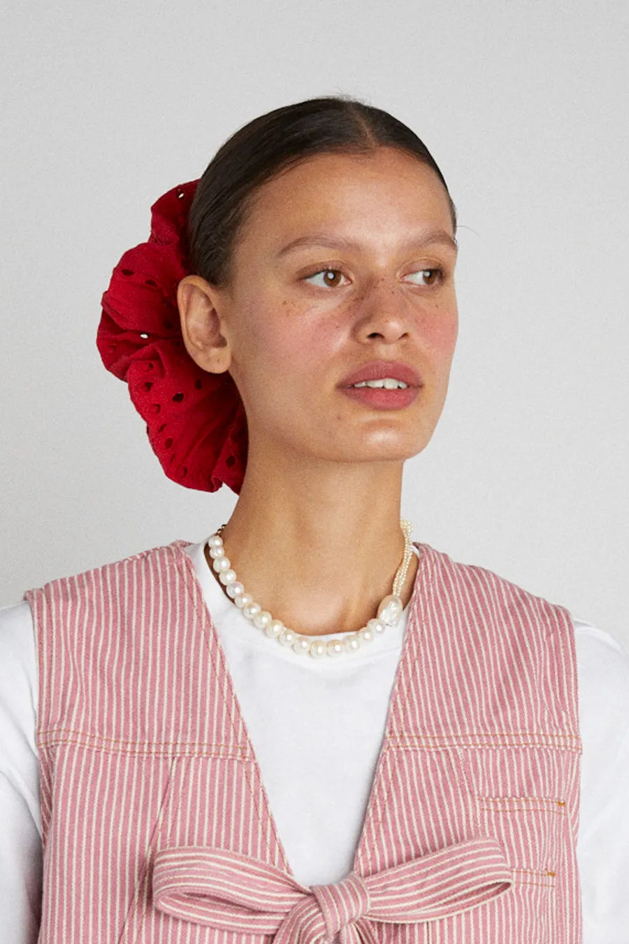 red broderie oversized scrunchie