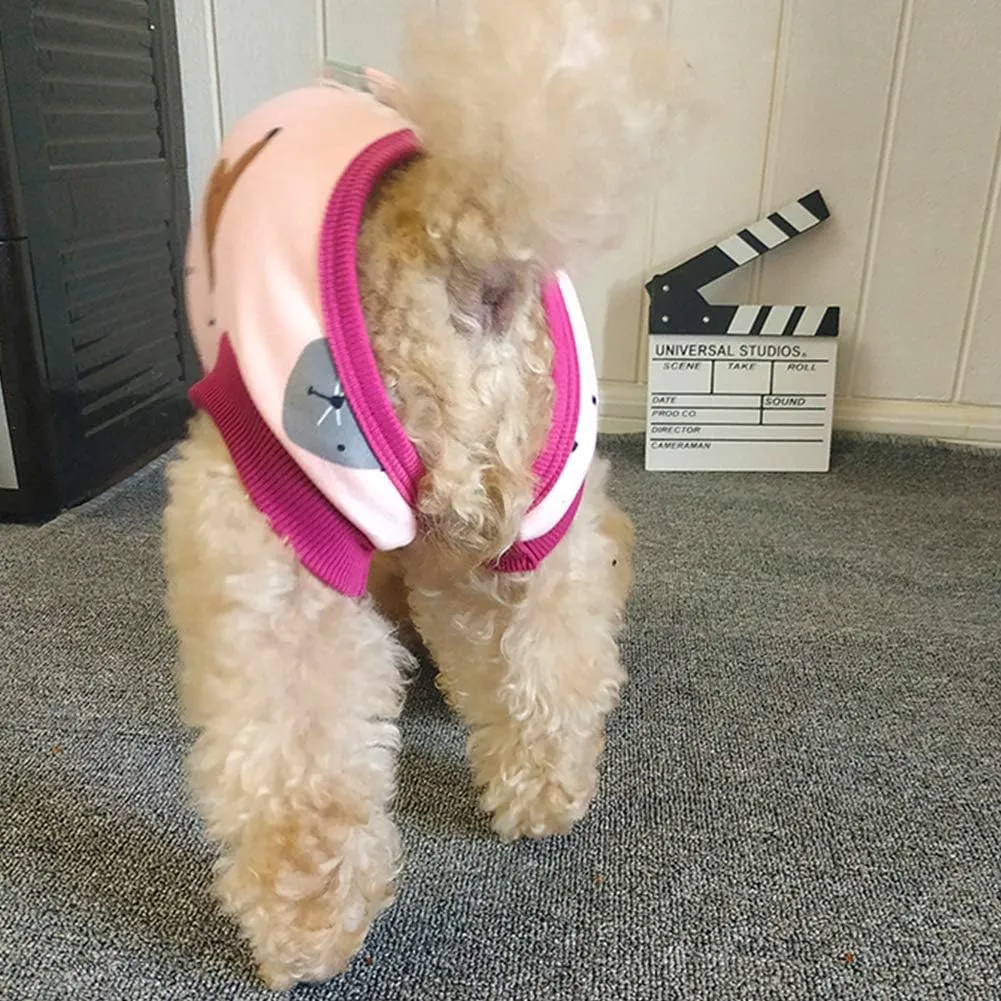 RSS07 Post Surgery Shirt for Puppy, Winter Fleece Wound Protective Clothes, Warm Dog Vest, Windproof Spay Recovery Suit (Pink/Red-S)