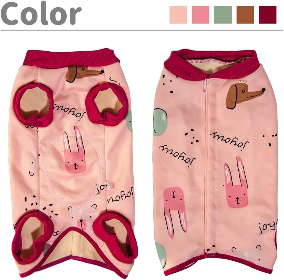 RSS07 Post Surgery Shirt for Puppy, Winter Fleece Wound Protective Clothes, Warm Dog Vest, Windproof Spay Recovery Suit (Pink/Red-S)