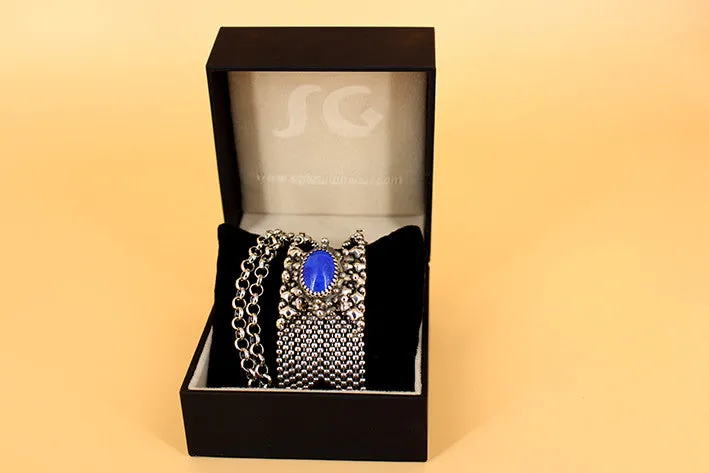 SG Liquid Metal RTN10-AS LAPIS – Antique Silver and Lapis Lazuli Stone Necklace by Sergio Gutierrez