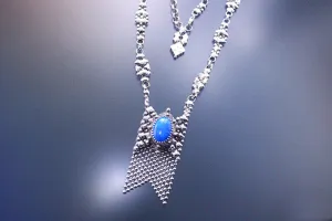 SG Liquid Metal RTN10-AS LAPIS – Antique Silver and Lapis Lazuli Stone Necklace by Sergio Gutierrez