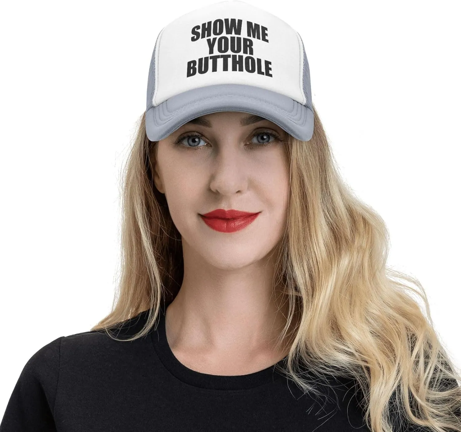 Show Me Your Butthole Funny Hat Unisex Adult Trucker Caps Fishing Adjustable Cap Classic Sport Hats Black