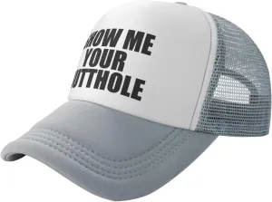 Show Me Your Butthole Funny Hat Unisex Adult Trucker Caps Fishing Adjustable Cap Classic Sport Hats Black