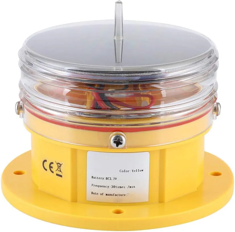 Sidelight Beacon Light, Solar Power Sidelight IP68 LED Ship Marine Dock Barge Safety 360 Lighting Warning Flash Beacon Lights for Marine Waterways