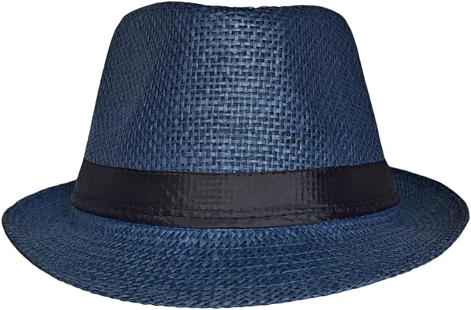 Straw Fedora Hat Wide Brim Summer Beach Sun Cap Panama Hat for Men Women