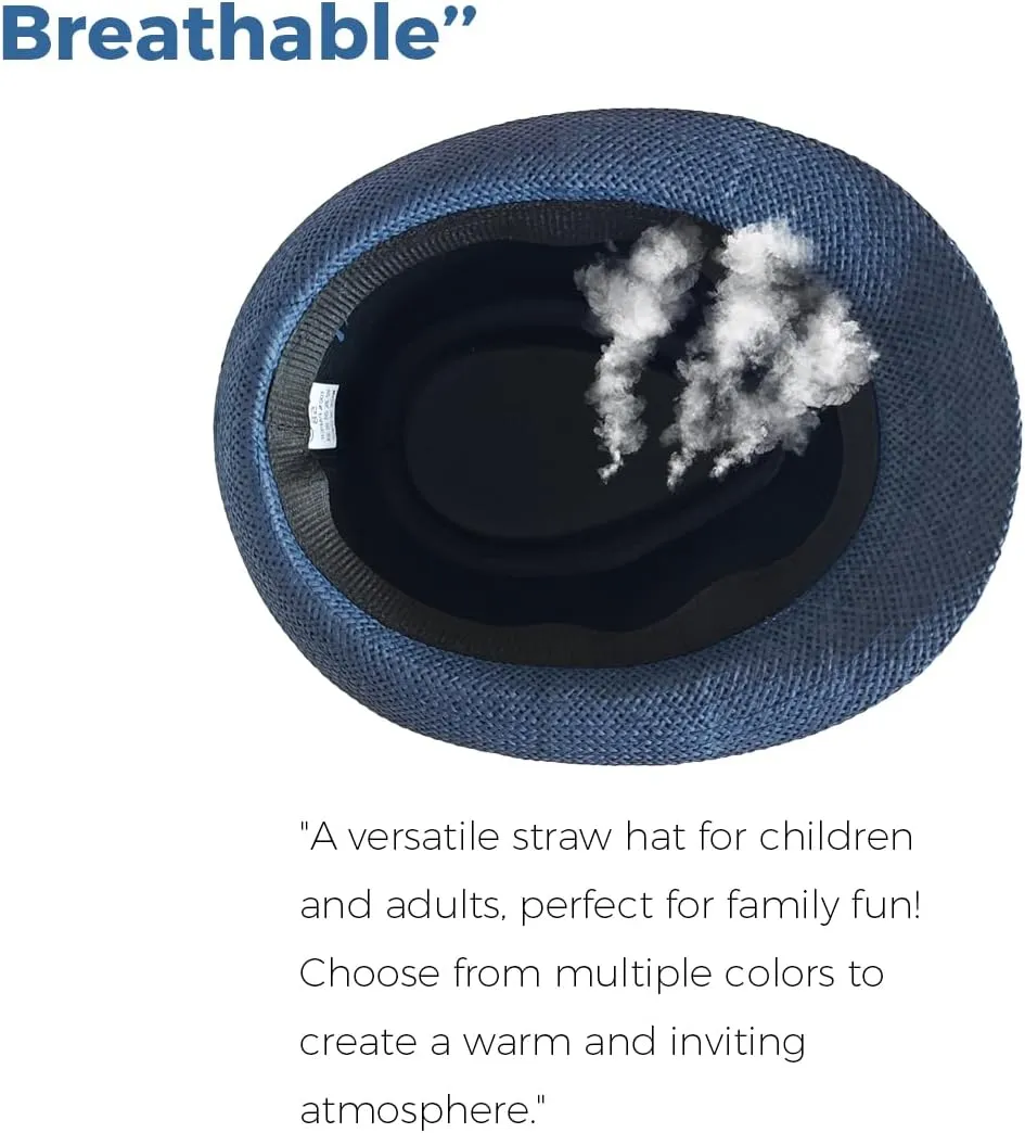 Straw Fedora Hat Wide Brim Summer Beach Sun Cap Panama Hat for Men Women