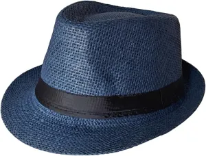 Straw Fedora Hat Wide Brim Summer Beach Sun Cap Panama Hat for Men Women