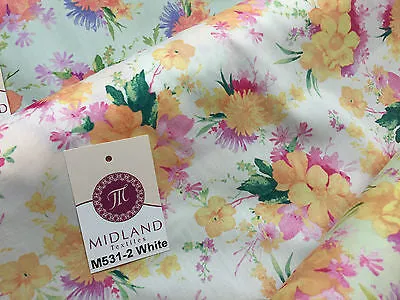 Vintage Abstract Floral Printed Fabric 100% Cotton Poplin  44" Wide  M531 Mtex