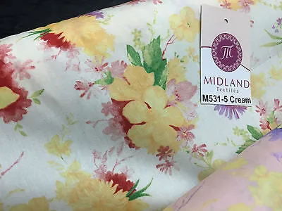 Vintage Abstract Floral Printed Fabric 100% Cotton Poplin  44" Wide  M531 Mtex