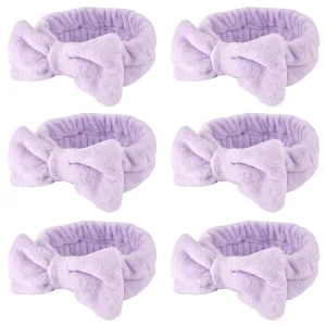 WHAVEL 6 Pack Purple Spa Microfiber Bow Headbands for Washing Face, Skincare Headbands, Facial Headband Set, Soft Fluffy Headband, Women Hair Accessories, Party Supplies, Type 15