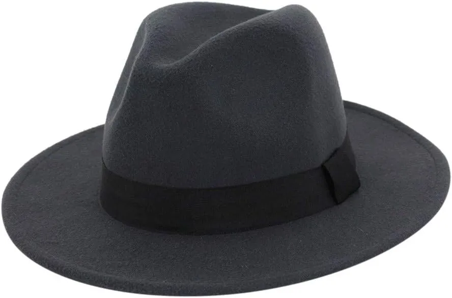 Women Men Classic Fedora Hat Wide Brim Flat Top Jazz Panama Hat Casual Church Hat for Men Women