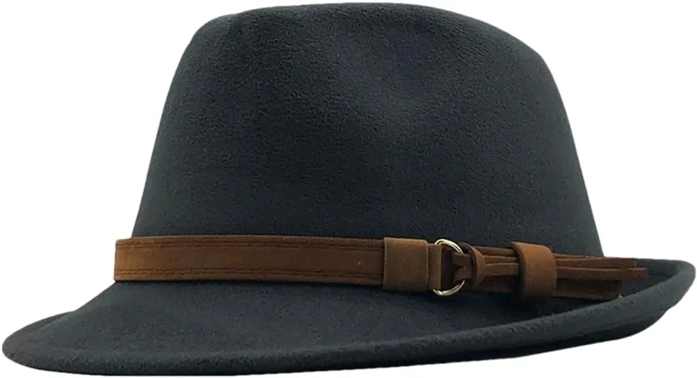 Women's Wool Fedora Hat Men's Church Jazz Hat Adjustable Deep Gray9 55-58cm