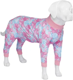 Xqpetlihai Recovery Shirt for Abdominal Wounds or Skin Diseases Bodysuit Dogs Pajamas for Shedding Allergy Anti Licking Pink Bow Surgery Suit for Dogs Female(B-S)